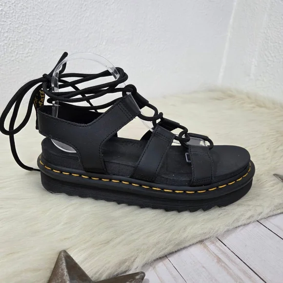 Dr. Martens Nartilla chunky flatform sandals black gladiator lace up size 9 - Picture 5 of 11